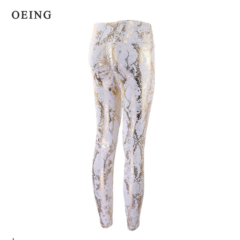 the SNAKEBITE LEGGINGS - Snake Print Glitter Elastic Women Leggings Tights Bubble Butt Lift Sexy High Waist Yoga Pants Fitness Push Up Gym Sports Pants