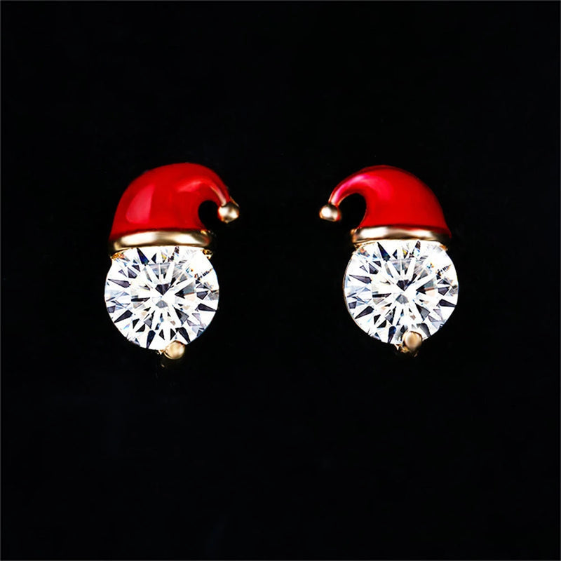 the RHINESTONE COLLECTION - Christmas Stud Earrings Trend New in Year Jewelry Gift Christmas Santa Claus Hat Reindeer Piercing Earrings