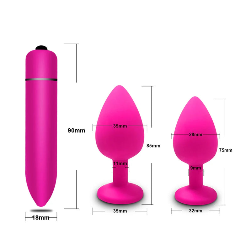 the DIAMOND - S/M/L Anal Plug Butt Vibrator Women/Men Soft Silicone Round Shaped Erotic Bullet Anal plug Bullet Gay Sex Toys for Adults