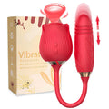 the ENCHANTED ROSE - Vibrator for Women Dildo Sex Toys Rose Sucking Thrusting Vibrating Clit Sucker Nipple Clitoris Stimulation Female for Adults 18+