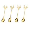 the SPOONFUL - 4pcs Christmas Elk Head Shape Stainless Coffee Spoon New Year Christmas Decoration Table Decor for Home Navidad Gifts