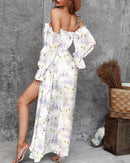 the HOPELESS ROMANTIC - Elegant Party Dresses for Women, New Casual Fashion Print Trend Sexy Off Shoulder Strap Split Waist Vacation Dress