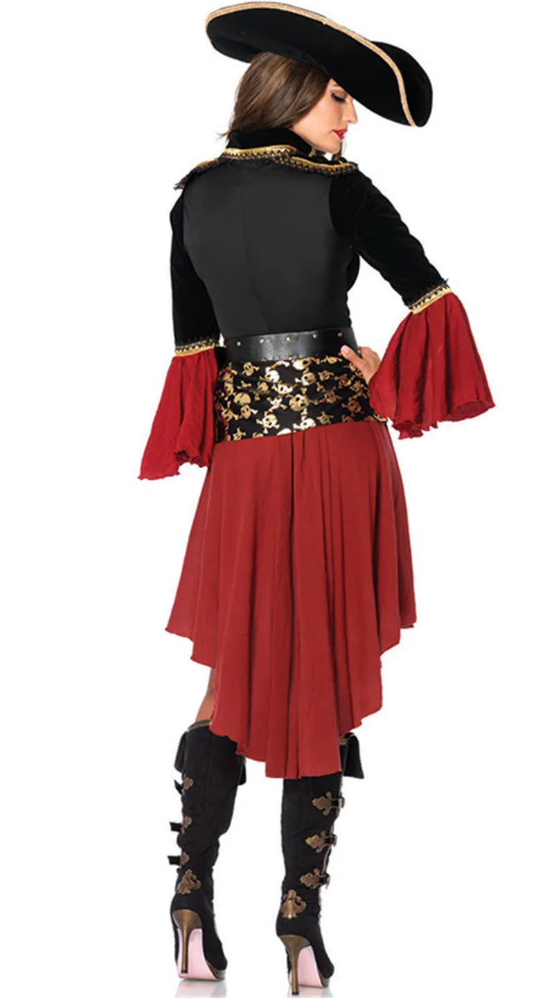 the PIRATE - Red Pirate Costume Women Pirate Captain Adult Female