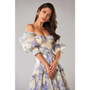 the BRIDGERTON - Spring/Summer Women's Off Shoulder Floral Long Dress, Fashion Long Dress European and American Women's Wear