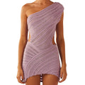 the DARLA - Sexy Sleeveless One-Shoulder See-Through Skinny Mini Dress