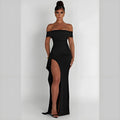 the JULIA - Elegant Evening Off-Shoulder High Waist Side Slit Long Formal Dress