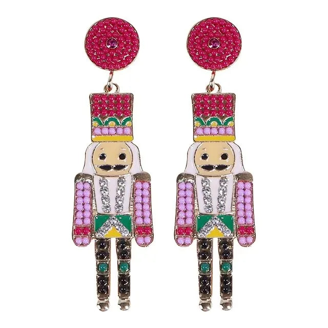 the NUTCRACKER - Christmas Nutcracker Earrings Shiny Rhinestone Nutcracker Soldier Earrings Perfect Festival Party Gifts