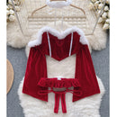 the SECRET SANTA - Christmas Red Top Sexy Patchwork Bodysuit Cosplay Erotic Lingerie Winter Strap Pajamas Nightwear