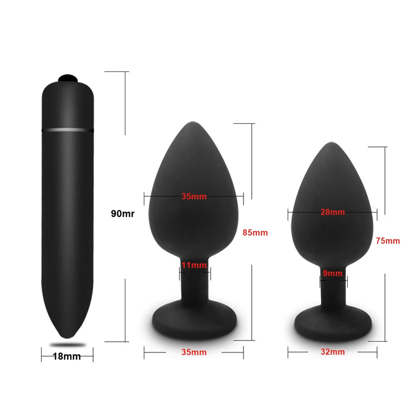 the DIAMOND - S/M/L Anal Plug Butt Vibrator Women/Men Soft Silicone Round Shaped Erotic Bullet Anal plug Bullet Gay Sex Toys for Adults