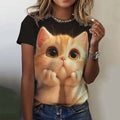 the CUTESY CAT - Cute Cat Pattern 3D Print Short Sleeve Casual Fashion Oversized T-Shirts