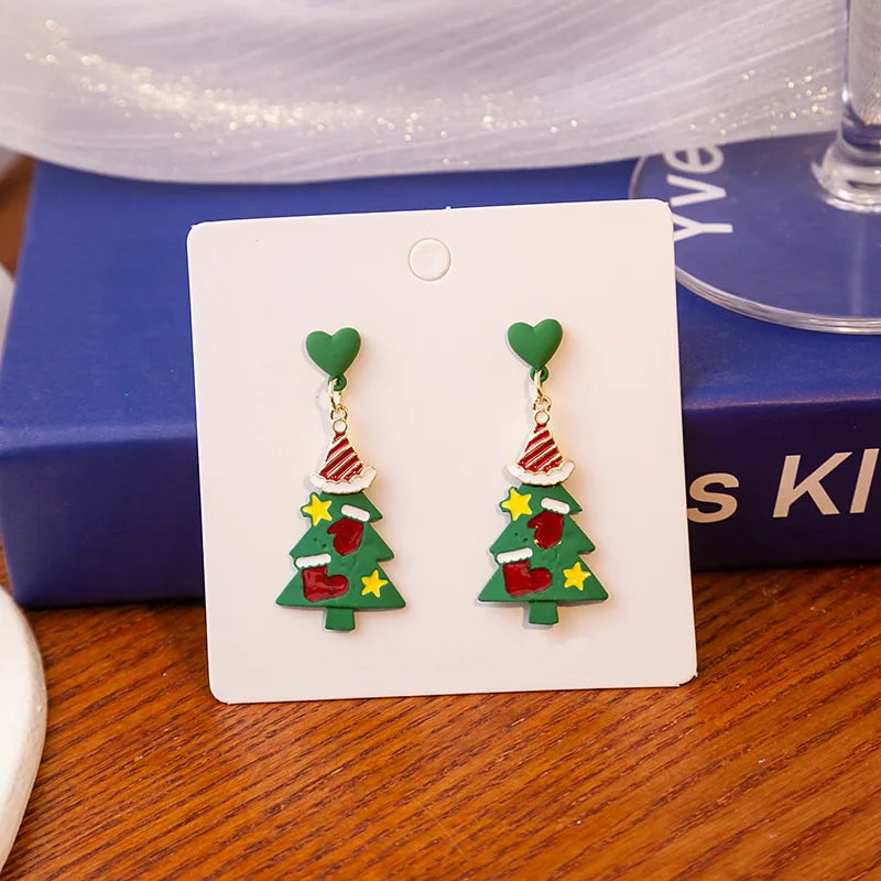 the MERRY & BRIGHT COLLECTION - Merry Christmas Fashion Snowflake Boots Long Tassel Dangle Earrings Shiny Zircon Snowman Xmas Tree Earring Jewelry