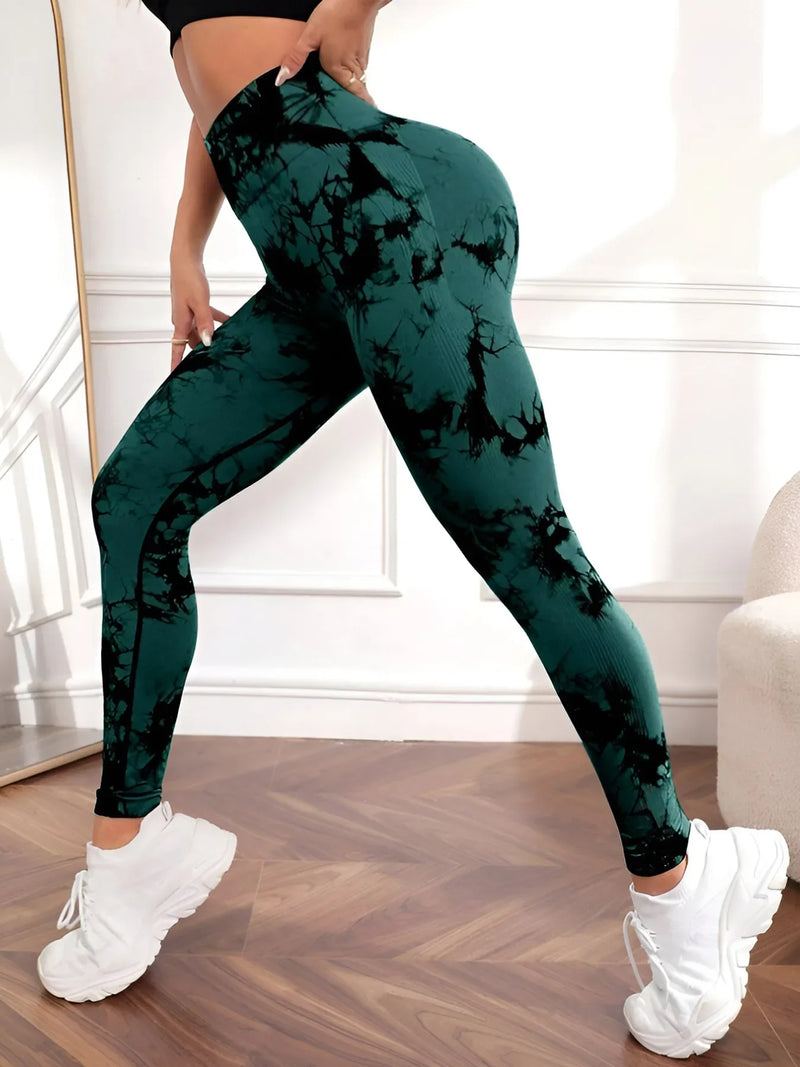 the GRANITE LEGGINGS - Tie-Dye High-Waist Tummy Control High-Elastic Fitness Running Sports Leggings