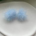 the FURBALL COLLECTION - Genuine Mink Fur Ball Fur Pom Pom Stud Earrings SoftJewelry Cute Christmas Gift