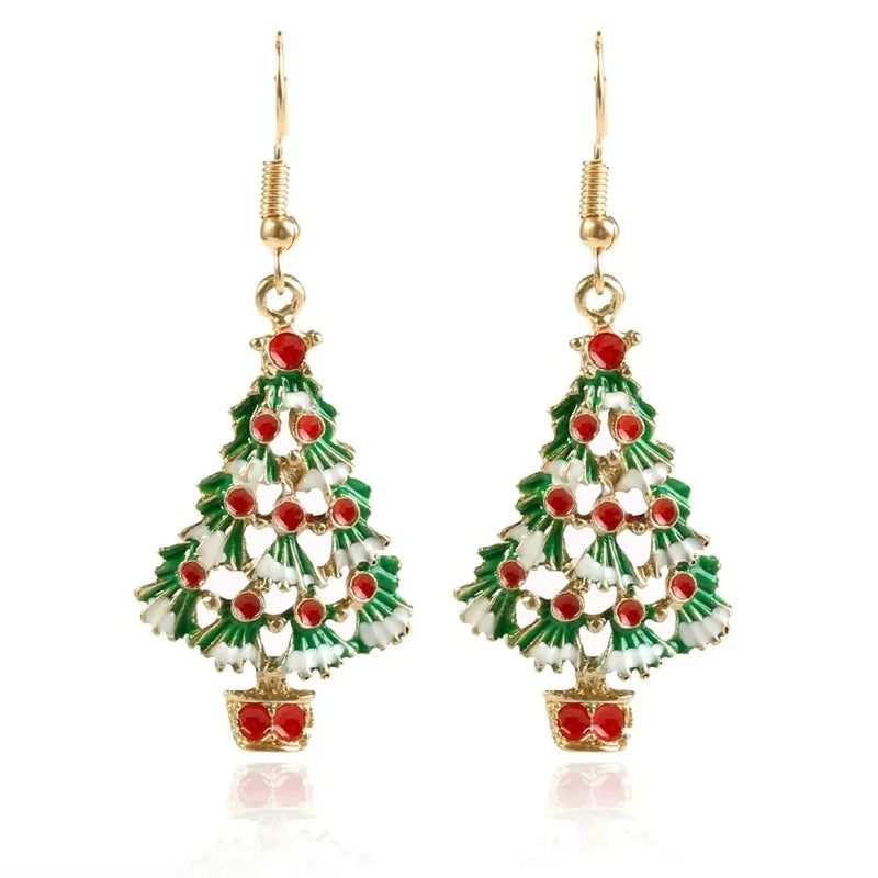 the YULETIDE COLLECTION - Christmas Earrings Crystal Snowman Jewelry Christmas Tree Stud Earring Creative Party Accessories Gifts