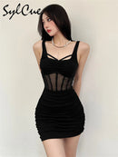 the MEGAN - Sexy Black Mysterious Beautiful Tight Elegant Simple Strap Dress