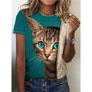 the CUTESY CAT - Cute Animal 3D Printed Short Sleeves Summer Oversized O-Neck T-Shirts for Women