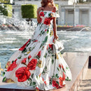 the ENGLISH GARDEN - Women's Summer New Fashion Shoulder Printed Holiday Dress