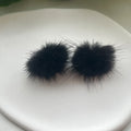 the FURBALL COLLECTION - Genuine Mink Fur Ball Fur Pom Pom Stud Earrings SoftJewelry Cute Christmas Gift