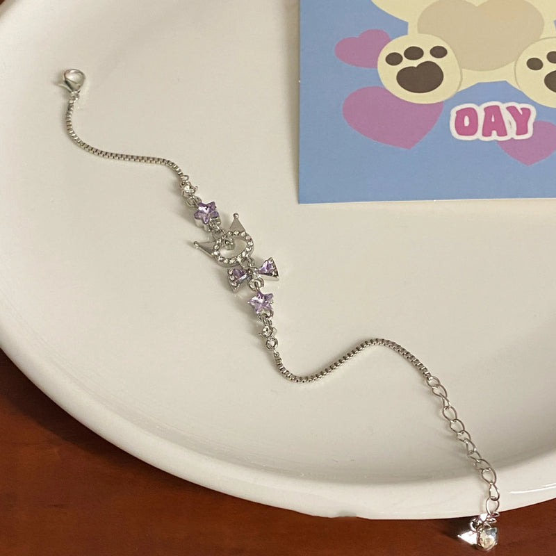 the CAT CLAW CHARM BRACELET - Charm Bracelet Exquisite Girl Shining Zircon Crystal Purple  Women Jewelry Accessory Christmas Gift