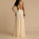 the CASTAWAY - Elegant V-Neck Sleeveless Long Dress Summer Sexy Lace Patchwork Solid Party Dress, Lady Fashion Height Waist Pleat Maxi Dress