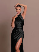the NAOMI - Elegant Evening Party Dress Sexy Sleeveless Long Halter Backless High Split Bodycon Maxi Dress