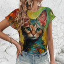 the GALLERIA - Colorful Pet 3D Printed O-Neck Short Sleeves Loose T-Shirts for Women