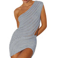 the DARLA - Sexy Sleeveless One-Shoulder See-Through Skinny Mini Dress