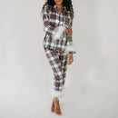 the CUTE & COZY PAJAMA - Christmas Women's 2 Piece Pajama Set Long Sleeve Tassel Flapper Lapel Button Up Shirt Tops Pants Sleepwear Night Wear