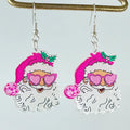 the PINK RETRO - Popular Pink Christmas Earrings Santa Claus Christmas Tree Lightning Retro Acrylic Earrings Christmas Decoration