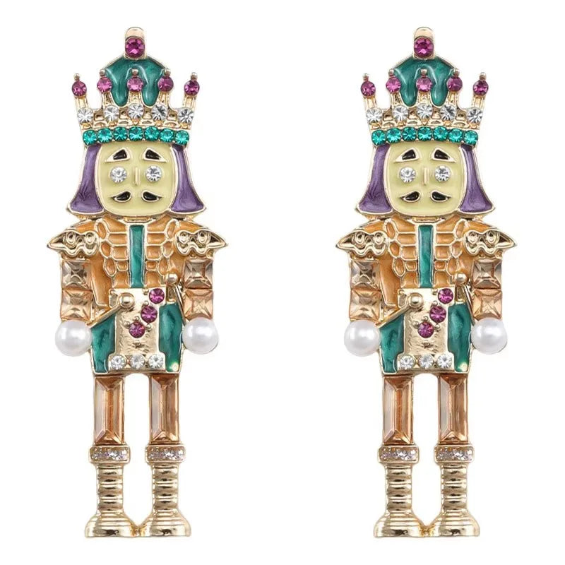 the NUTCRACKER - Christmas Nutcracker Earrings Shiny Rhinestone Nutcracker Soldier Earrings Perfect Festival Party Gifts