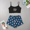 the SANTA SLEEPWEAR - Women's 2 Pieces Pajama Set Sleeveless Spaghetti Strap Christmas Print Cami Sleepwear Shorts Sets Girls Nightwear Home Clothes