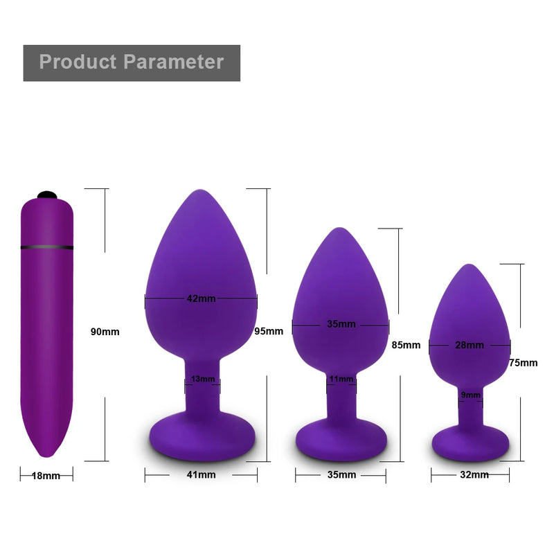 the DIAMOND - S/M/L Anal Plug Butt Vibrator Women/Men Soft Silicone Round Shaped Erotic Bullet Anal plug Bullet Gay Sex Toys for Adults