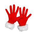 the SANTA GLOVES - 1 Pair Christmas Red Gloves Women Plush Bow Short Santa Claus Full Finger Gloves Stretch Mittens Fancy Dress Party Xmas Gloves