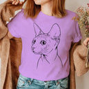 the SPHINX CAT - Casual Fashion Graphic Short Sleeve Sphinx Cat T-Shirts for Women