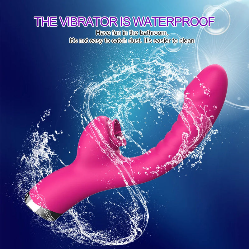 the LICKER - Tongue Licking Vibrator 2 In 1 Adult Women Sex Toys Dildos Vibrators Clitoris Stimulator With 20 Speeds Vibrators Sex Product