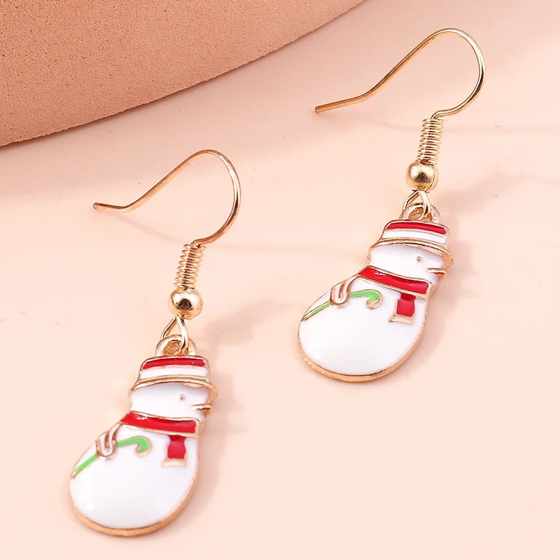 the JOLLY COLLECTION - Fashion Merry Christmas Wreath Circle Hoop Earrings New Year Party Festival Jewelry Gifts