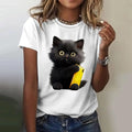 the GRUMPY CAT - Cat 3D Print Casual Short Sleeve Crew Neck Pullover Oversized Fashion Streetwear T-Shirts for Women