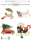 the SANTA SLEIGH - Christmas Rhinestones Sleigh Car Brooches Unisex Christmas Gift Pins Office Party Friend Gifts Jewelry Accessories