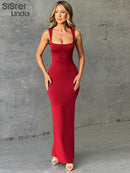 the MELONIA - Sexy Camisole Low Cut Sleeveless Ankle Long Dress