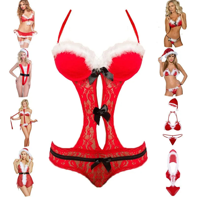 the SANTA BABY COLLECTION - Lingerie Sexy Hot Erotic Underwear Christmas Costume Lace Sexy Dress Babydoll Exotic Apparel Chemise Sleepwear