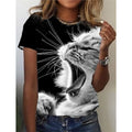 Funny Cat Pattern T-Shirt For Women Cute Pet Animal 3D Printed T Shirts Summer Fashion Tees Short Sleeves O-Neck Tops Streetwear