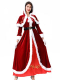 the SANTA MRS. CLAUS - Women Mrs. Claus Costume Adult Women Deluxe Christmas Party Role Play Mrs. Claus Costume Long Dress Dress Red Velvet