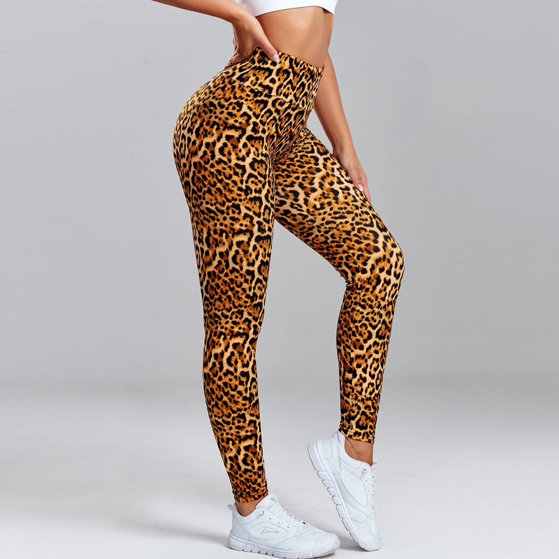 the LEOPARD LEGGINGS - Leopard Print Leggings Fitness Women High Waist Sexy Yoga Pants Scrunch Butt Booty Leggings