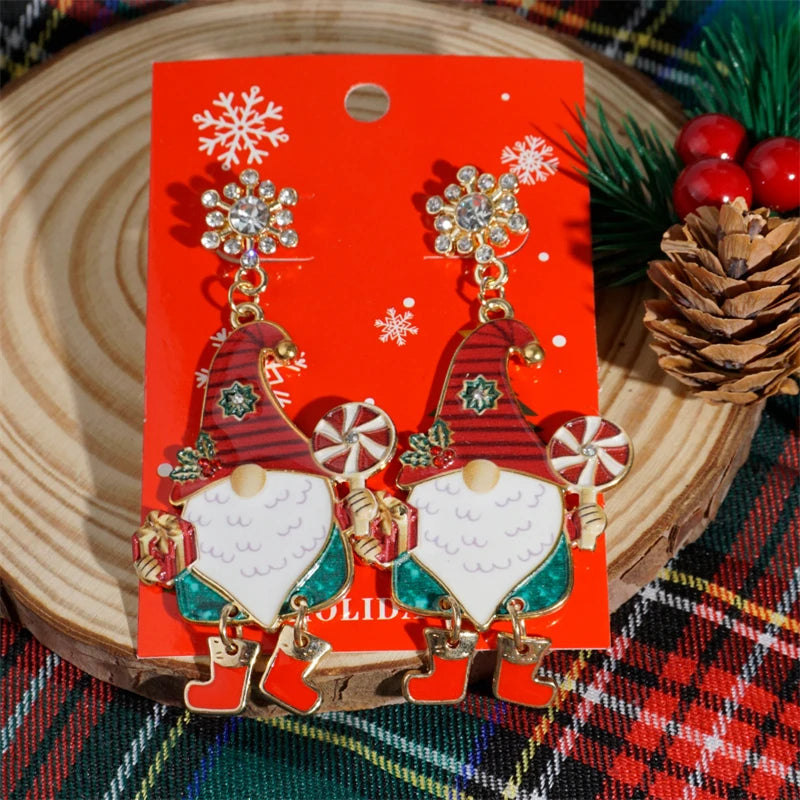 the NOEL COLLECTION - Plush Christmas Tree Earrings Cute Rhinestone Santa Claus Bells Drop Earring Xmas New Year Holiday Jewelry