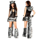 the PARTY ANIMAL - Deluxe Plush Monster Animal Costume for Adult Leopard Fox Cat Girl Cosplay Costume Halloween Costumes Fancy Party Dress