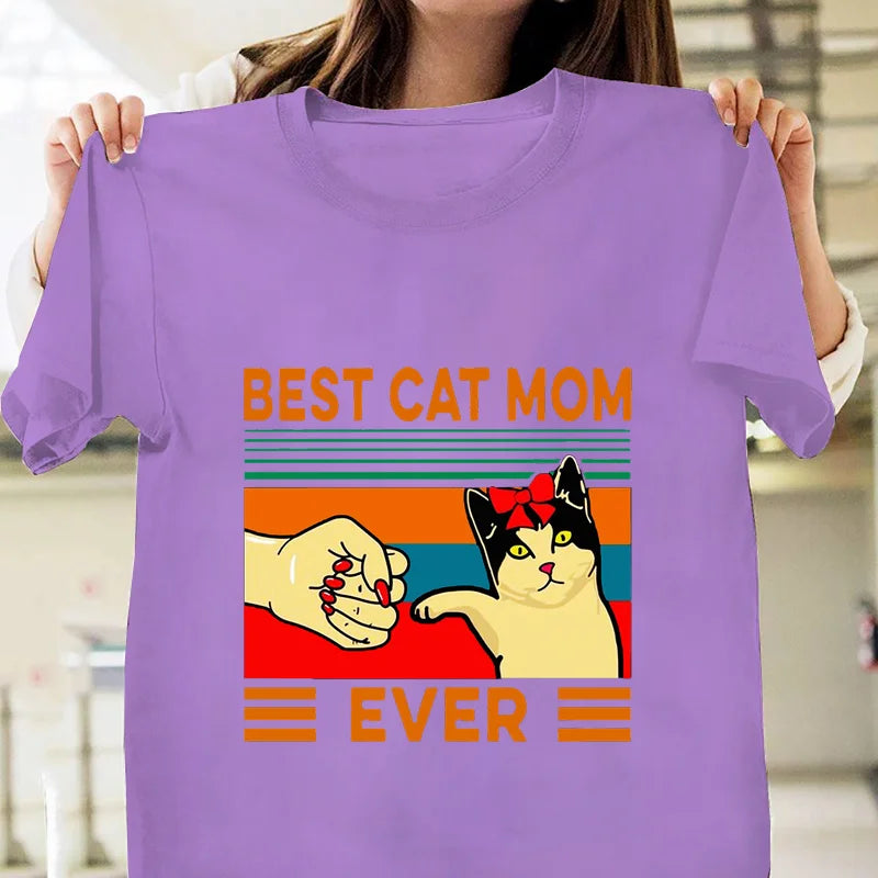 the BEST CAT MOM EVER - Printed Loose T-Shirt for Women