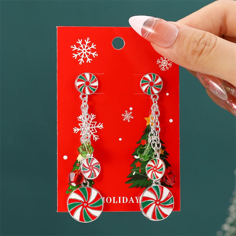 the NOEL COLLECTION - Plush Christmas Tree Earrings Cute Rhinestone Santa Claus Bells Drop Earring Xmas New Year Holiday Jewelry