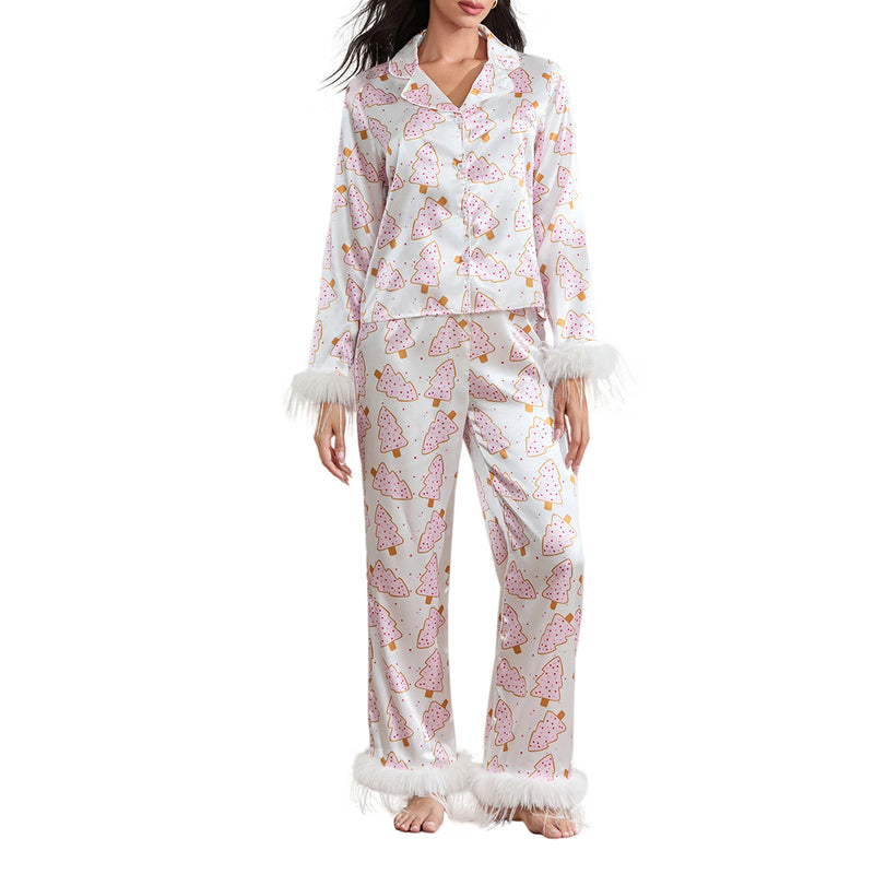 the DIVINE DIVA PAJAMA - Christmas Women's 2 Piece Pajama Sets Long Sleeve Santa/Christmas Tree/Boots Print Shirts Tops Pants Sleepwear Nightwear Pajamas