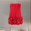 the MARIA - Sexy 3D Flowers Red Short Party Dress