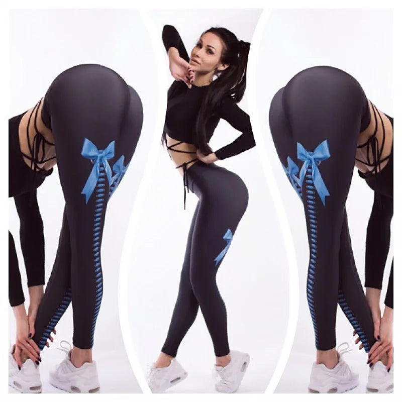 the SEXY BOW LEGGINGS - Sexy Leggings Women Sexy Hip Push Up Yoga Pants Legging Fitness Leggings Sport Jeggings Running Legins Print Bowtie